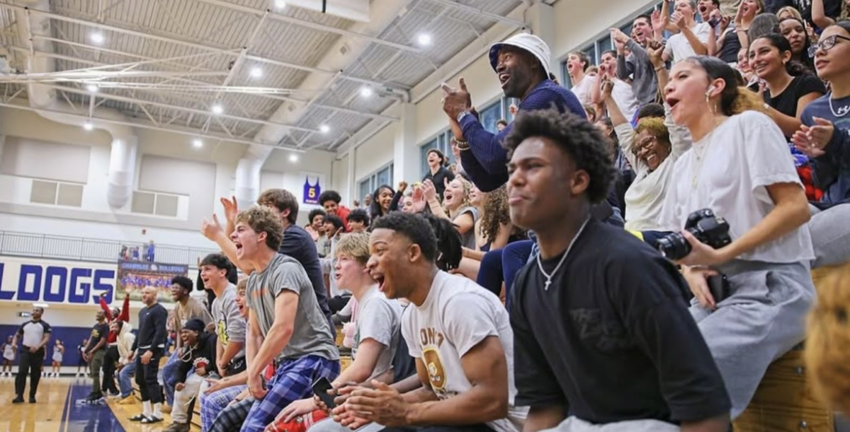 Chamblee's student section at a basketball game. Photo courtesy of @Chambleebasketball Instagram.